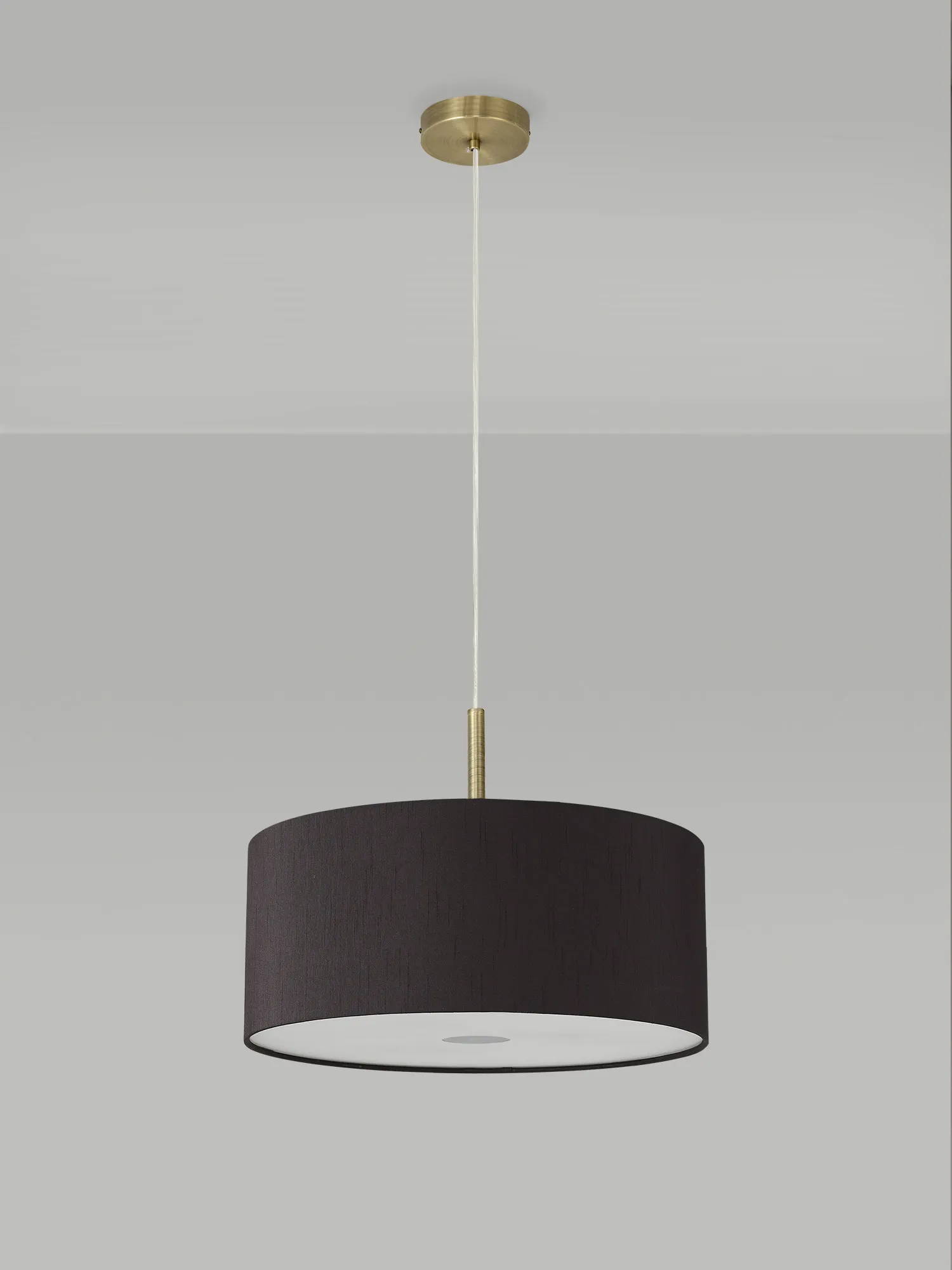 Baymont 40cm 3 Light Pendant Antique Brass, Black, Frosted Diffuser DK0395  Deco Baymont AB BL